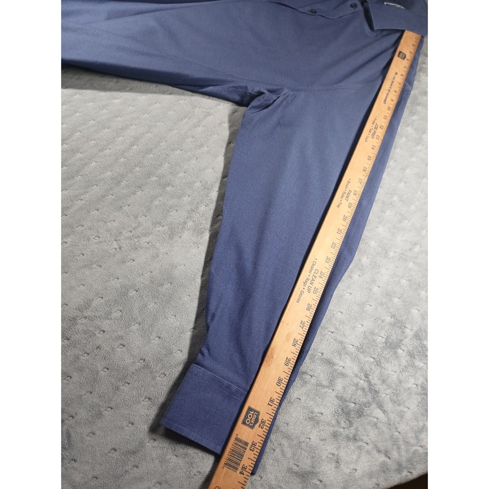 Charles Tyrwhitt Dress Shirt Mens 18 37 2XL Classic Fit Non-Iron Royal Blue - Picture 5 of 6